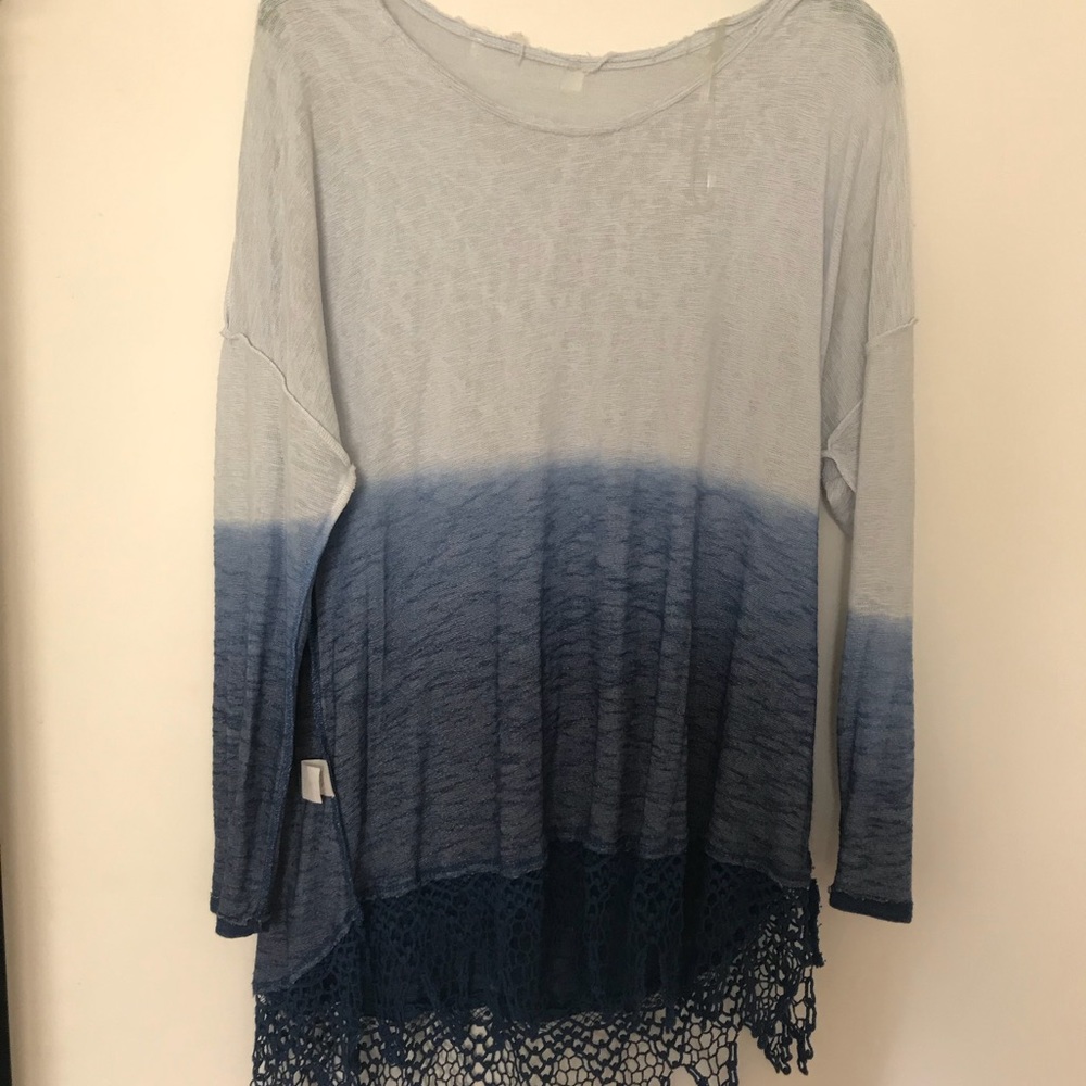 Blue top! With lace trim